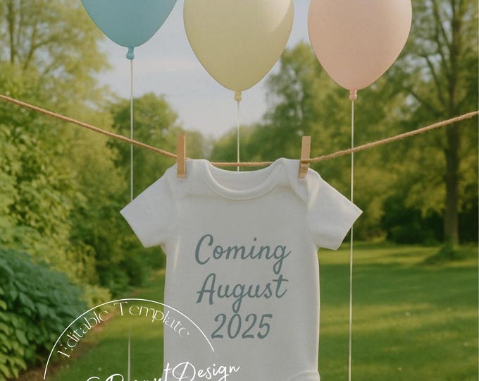 Balloon Pop Baby Announcement: Editable Canva Template (Digital Download)