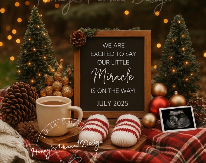 Christmas Pregnancy Announcement Template – Cozy Winter Reveal (Digital Download)