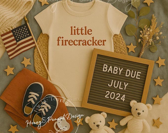 Fourth of July Baby Announcement: Stars & Snuggles Canva Template Digital Download