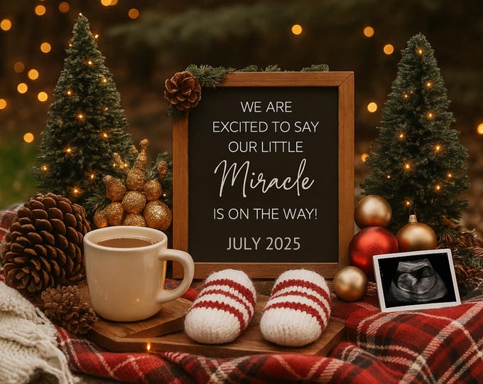 Christmas Pregnancy Announcement Template – Cozy Winter Reveal (Digital Download)