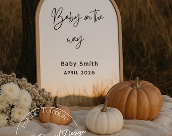 Fall Pregnancy Announcement: Whimsical Canva Template (Digital Download)