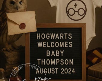 Hogwarts Welcomes Baby Magical Announcement Digital Canva Template – Editable Canva Template, Pregnancy Announcement, Movie Theme
