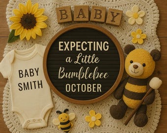 Bumblebee Pregnancy Announcement: Editable Canva Template Digital Download