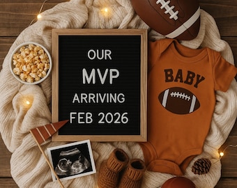 Fall Football Pregnancy Announcement: Touchdown Baby Reveal (Editable Template, Digital Download)