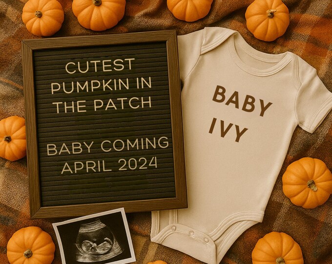 Pumpkin Patch Baby Announcement: Editable Canva Template Digital Download