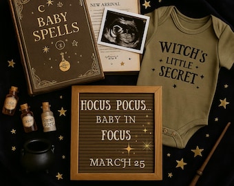 Halloween Pregnancy Announcement: Witching Hour Canva Template (Digital Download)