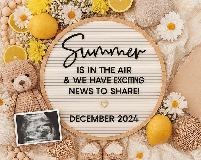 Lemon Drop Love Pregnancy Announcement: Summer Canva Template Digital Download