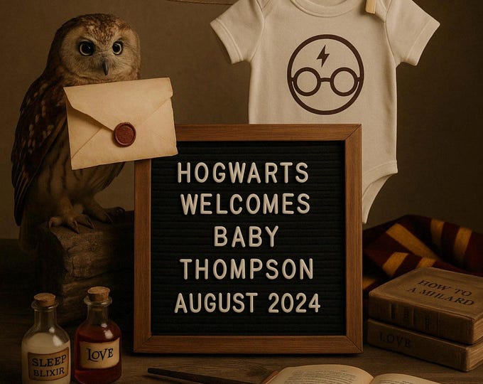 Hogwarts Welcomes Baby Magical Announcement Digital Canva Template – Editable Canva Template, Pregnancy Announcement, Movie Theme