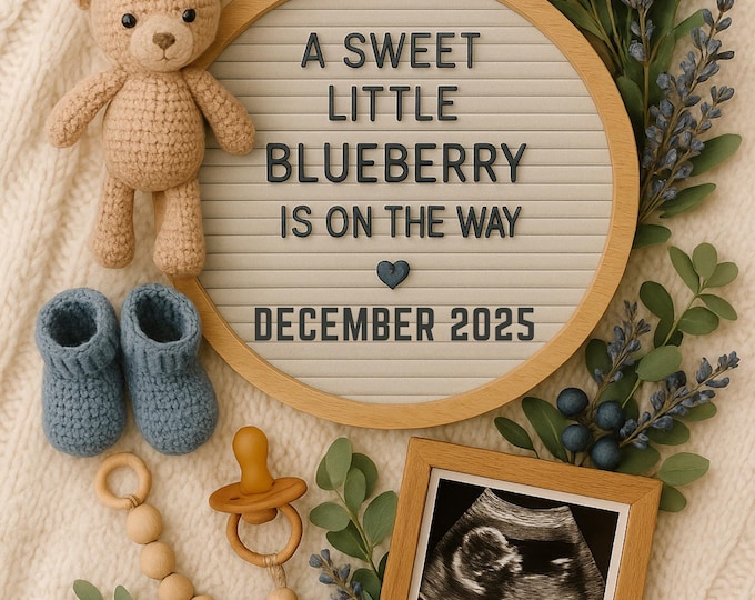 Blueberry Baby Announcement: Editable Canva Template (Digital Download)