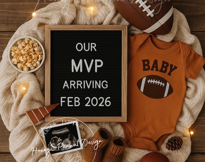 Fall Football Pregnancy Announcement: Touchdown Baby Reveal (Editable Template, Digital Download)