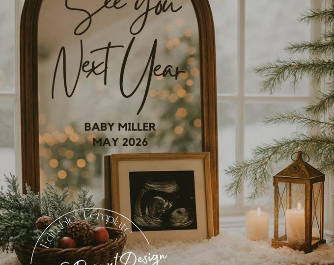 Cozy Christmas Baby Reveal | Winter Pregnancy Announcement Template (Digital Download)