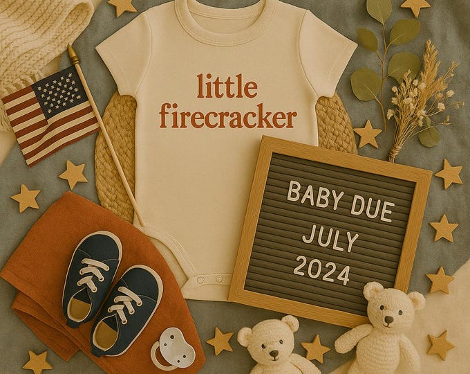 Fourth of July Baby Announcement: Stars & Snuggles Canva Template Digital Download