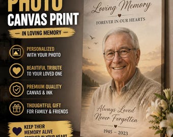 Memorial Photo Canvas Print Personalized Remembrance Gift in Loving Memory