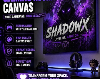 Custom Gaming Room Canvas Personalized Gamertag Wall Art from Your Design