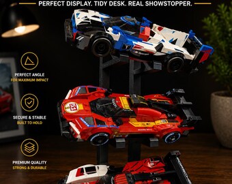 Display Stand for LEGO Speed Champions – Angled Desk Display Holder 3 Cars