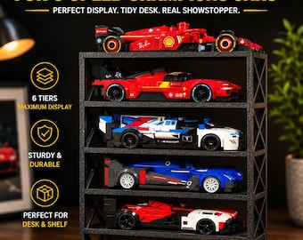 Speed Champions Display Shelf for 6 LEGO Cars, F1 Display Rack, Gift Formula 1 Collectors