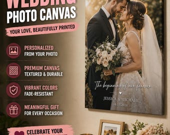 Custom Wedding Photo Canvas Print Personalized Anniversary Gift for Couple