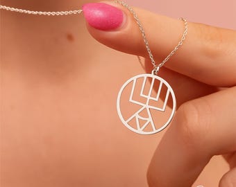 Collier nom personnalisé logo, pendentif monogramme personnalisé, bijoux délicats lettres géométriques, collier initiale abstraite, cadeau de Noël pour elle