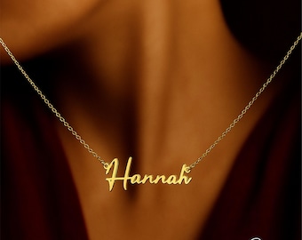 Personalisierte Name Anhänger Halskette, Vergoldete Namen Halskette, Zierliche Silber Namen Halskette, Minimalist Name Halskette Geburtstagsgeschenk für Frauen