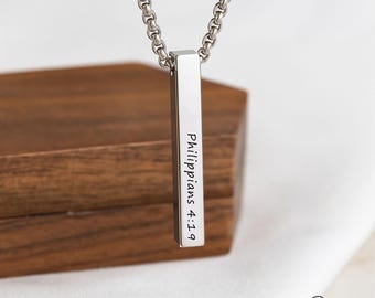 Joyería cristiana personalizada, collar con versículo bíblico grabado, collar con escritura personalizada en plata, colgante con fe, regalo religioso.