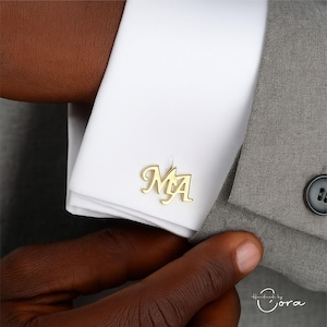 Aangepaste monogram manchetknopen bruidsjonkers, manchetknopen heren met houten kist, manchetknopen trouwbedankjes, gepersonaliseerde manchetknopen voor voorstel getuige