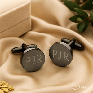 Juego de gemelos de boda con grabado personalizado, gemelos redondos personalizados para hombre, papá o esposo, gemelos redondos grabados para cumpleaños, regalo de cumpleaños.