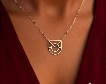 Dainty Monogram Necklace, Custom Name Logo Necklace, Geometric Name Logo Pendant, Minimalist Logo Design Name Necklace, Christmas Gift