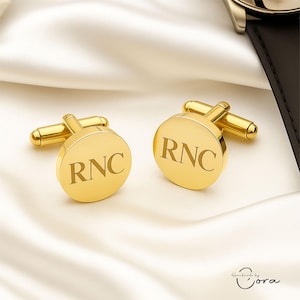 Juego de gemelos de boda redondos con inicial grabada, gemelos de acero inoxidable para hombre, papá o esposo, gemelos de cumpleaños redondos grabados, regalo para padrino.