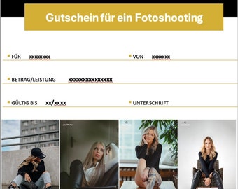 Gutschein Fotoshooting 50 Euro | Personalisierter Gutschein | Gutschein zum selbst drucken | Einzigartige Geschenkidee