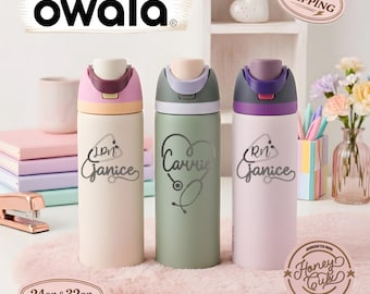 Personalized Nurse Owala Water Bottle, Laser Engraved Stainless Steel FreeSip in 24oz or 32oz LPN Gift , Gift for RN Graduate
