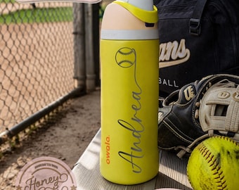 Personalized Owala Softball Water Bottle, Custom Name Softball Mom Gift, Girls Softball Team Gift, 24oz 32oz 40oz Sports Bottle