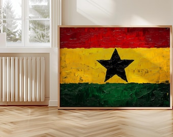 Ghana Flag Impasto Art Print, Palette Knife Painting (Digital Download)