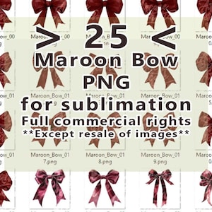 large maroon coquette bow png bundle printable for girl t shirt feminine watercolour ribbon clipart planner sticker gift for her 300 DPI