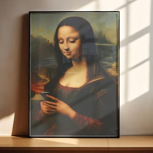 Alternative mona lisa painting digital print wall art home warming gift for europe history bedroom poster family lounge decor printable