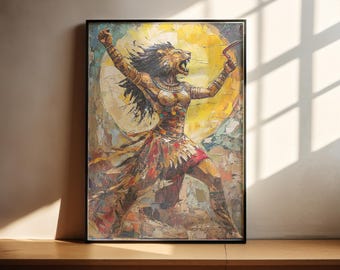 Sekhmet palette Knife painting wall art poster gift for Egyptian lover ancient Egypt warrior goddess of war healing medicine the Eye of Ra.