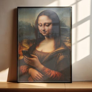 Alternative mona lisa painting digital print wall art home warming gift for europe history bedroom poster family lounge decor printable