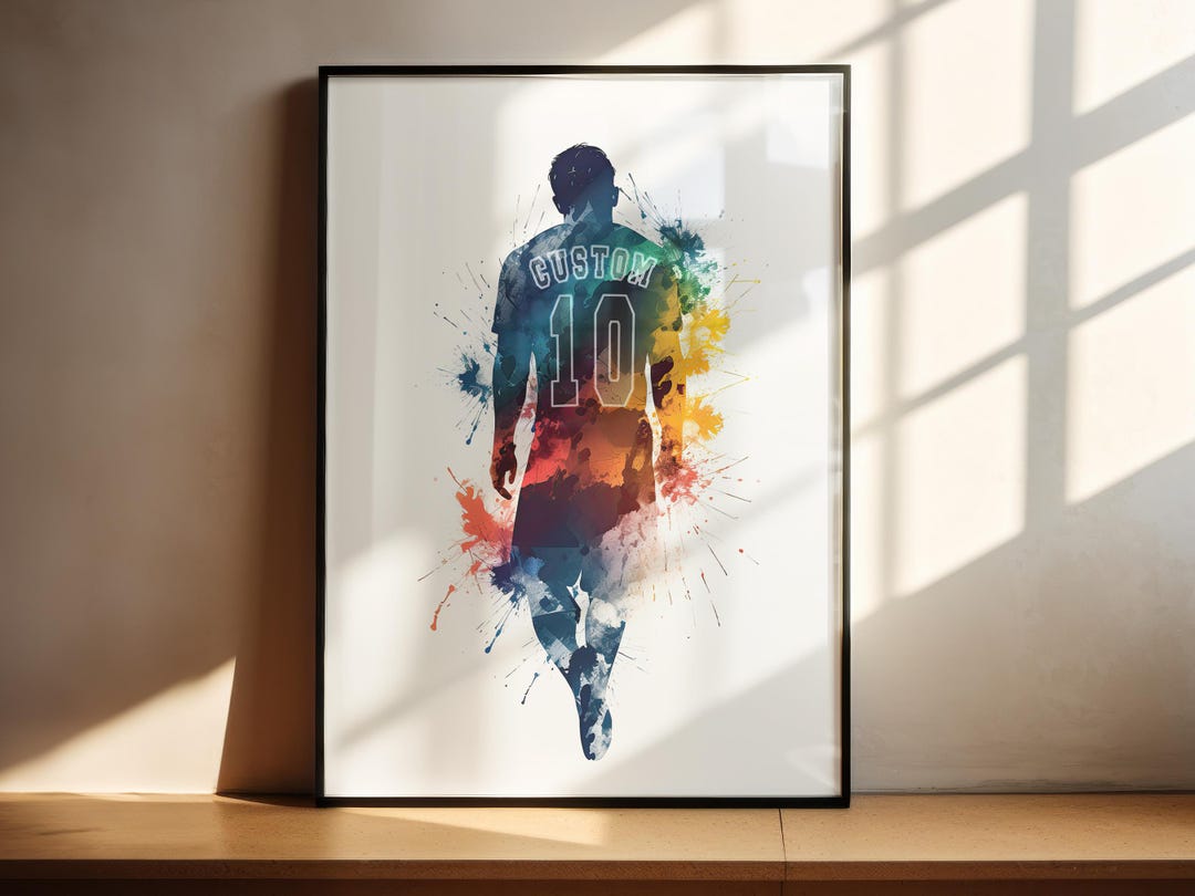 Custom Football Poster Digital Editable PNG Personalised Name & Number ...