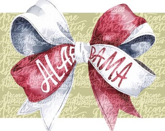 Alabama Crimson Bow Clipart, Game Day PNG (Digital Download)