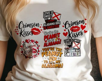 BUNDLE x7 Alabama Valentines SVG Alabama coquette svg feminine Alabama logo crimson tide preppy Alabama sticker png gift for messy bun DTF