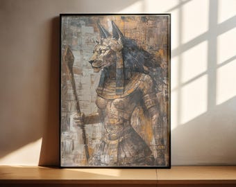 Sekhmet palette Knife painting wall art poster gift for Egyptian lover ancient Egypt warrior goddess of war healing medicine the Eye of Ra.