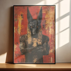 Anpu Anubis palette Knife painting anubis wall art poster gift for Egypt deity lover Anubis egyptian God of Death Afterlife mummification