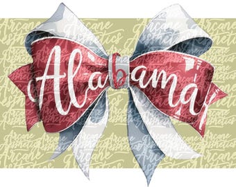 Alabama Crimson Bow PNG, Game Day Clipart (Digital Download)