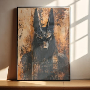 Anpu Anubis palette Knife painting anubis wall art poster gift for Egypt deity lover Anubis egyptian God of Death Afterlife mummification