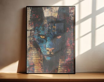 Sekhmet palette Knife painting wall art poster gift for Egyptian lover ancient Egypt warrior goddess of war healing medicine the Eye of Ra.