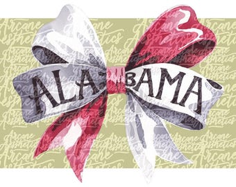 Alabama Bow Clipart PNG, Crimson and White, Game Day (Digital Download)