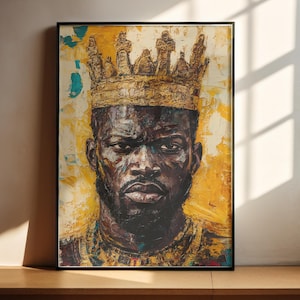 King Mansa Musa Canvas palette knife painting print wall art home warming gift for African historian bedroom poster lounge décor printable