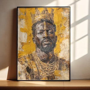 King Mansa Musa Canvas palette knife painting print wall art home warming gift for African historian bedroom poster lounge décor printable