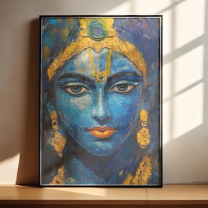 pittura con spatola di sri krishna, carta da parati krishna, poster di arte murale di lord krishna, divinità indù, divinità indiane, lord krishna, arte digitale su tela