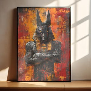 Anpu Anubis palette Knife painting anubis wall art poster gift for Egypt deity lover Anubis egyptian God of Death Afterlife mummification