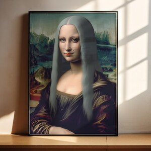 Alternative mona lisa painting digital print wall art home warming gift for europe history bedroom poster family lounge decor printable